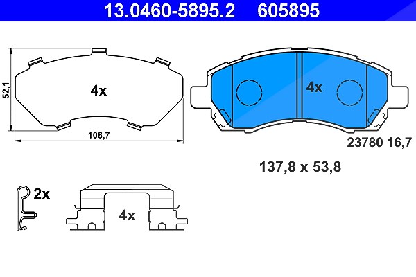 Ate Bremsbelagsatz, Scheibenbremse [Hersteller-Nr. 13.0460-5895.2] für Subaru