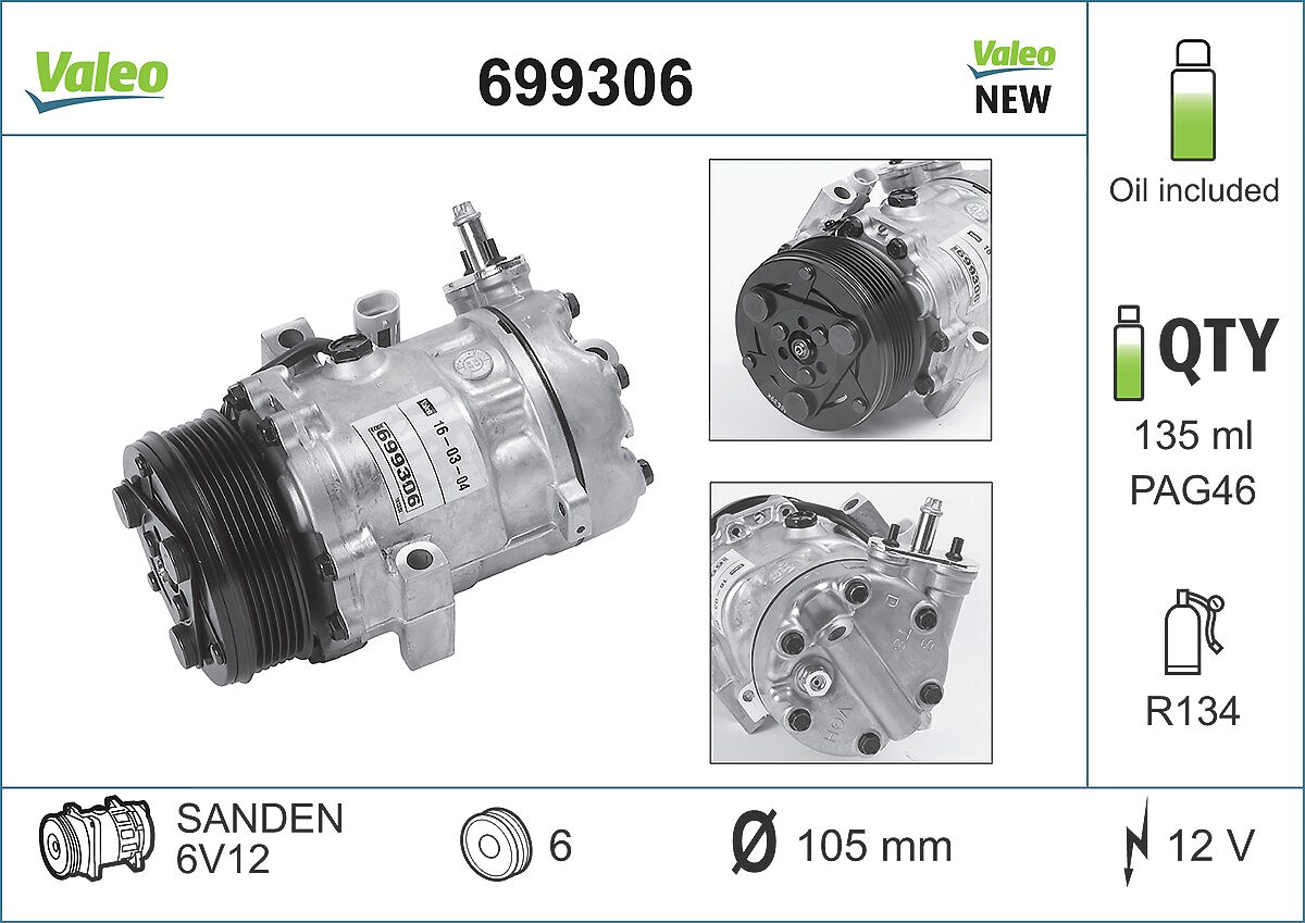 Valeo Kompressor, Klimaanlage [Hersteller-Nr. 699306] für Opel, Vauxhall