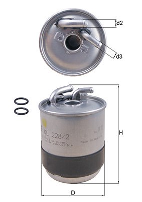 Mahle Kraftstofffilter [Hersteller-Nr. KL228/2D] für Jeep, Chrysler, Mercedes-Benz, Smart, Mitsubishi