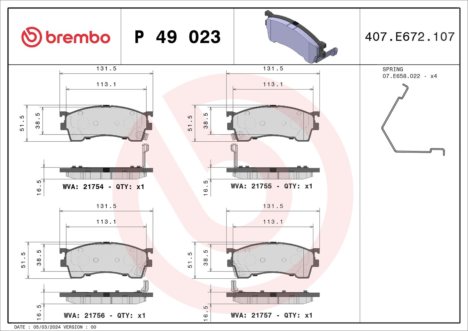 Brembo Bremsbeläge vorne (Satz) [Hersteller-Nr. P49023] für Eunos, Ford Usa, Mazda