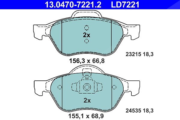 Ate CERAMIC Bremsbelagsatz vorne [Hersteller-Nr. 13.0470-7221.2] für Renault