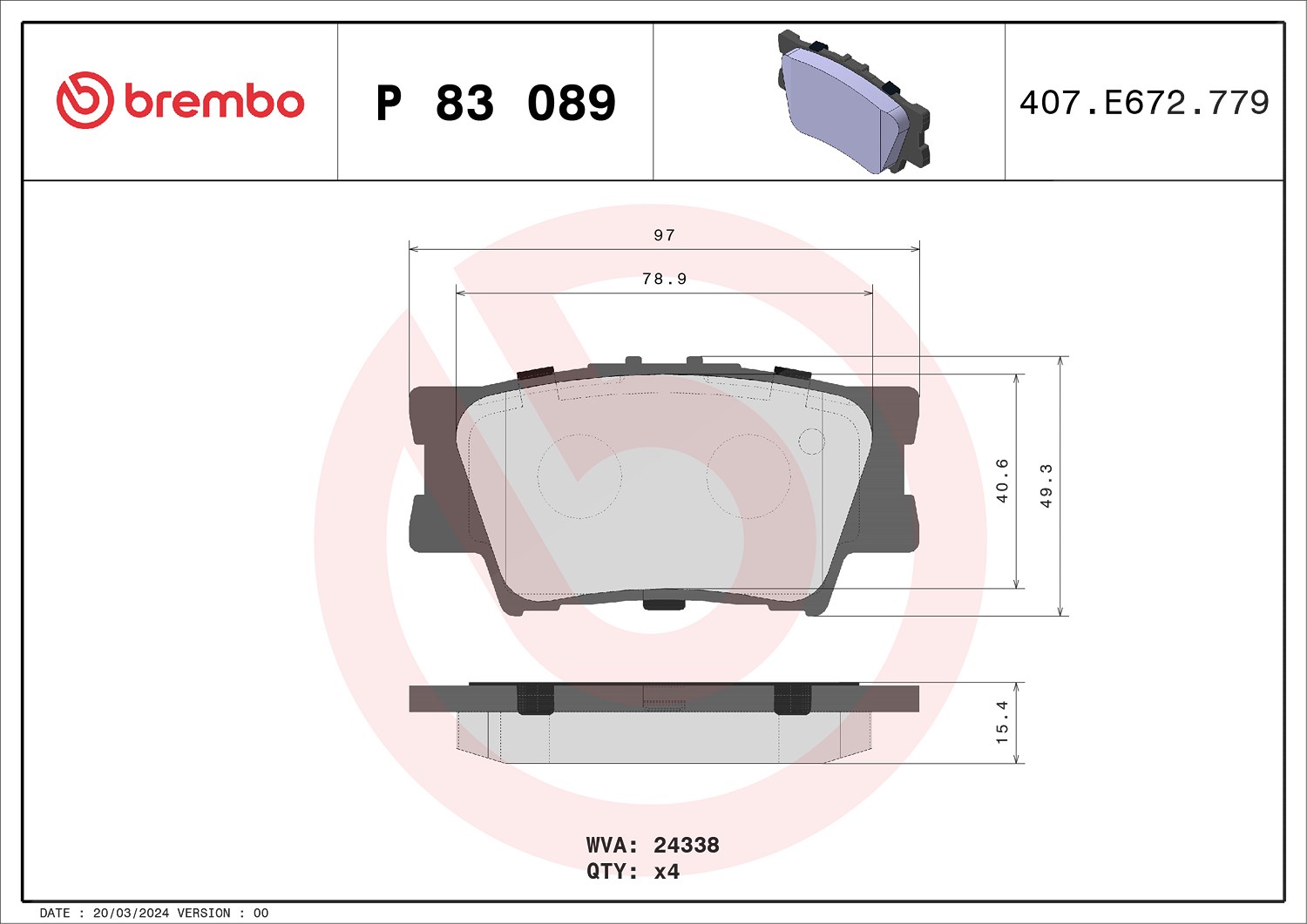Brembo Bremsbelagsatz, Scheibenbremse [Hersteller-Nr. P83089] für Lexus, Toyota