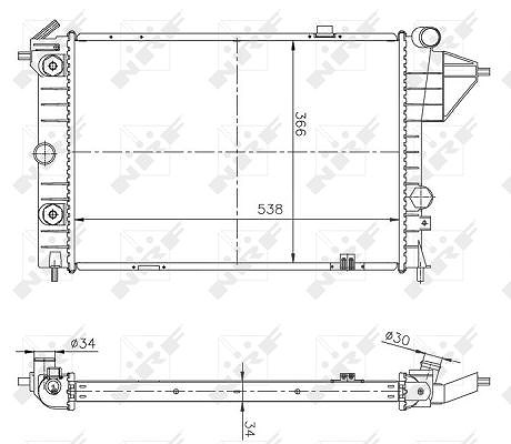 Nrf Kühler, Motorkühlung [Hersteller-Nr. 513508A] für Opel, Vauxhall