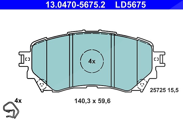 Ate CERAMIC Bremsbelagsatz vorne [Hersteller-Nr. 13.0470-5675.2] für Mazda