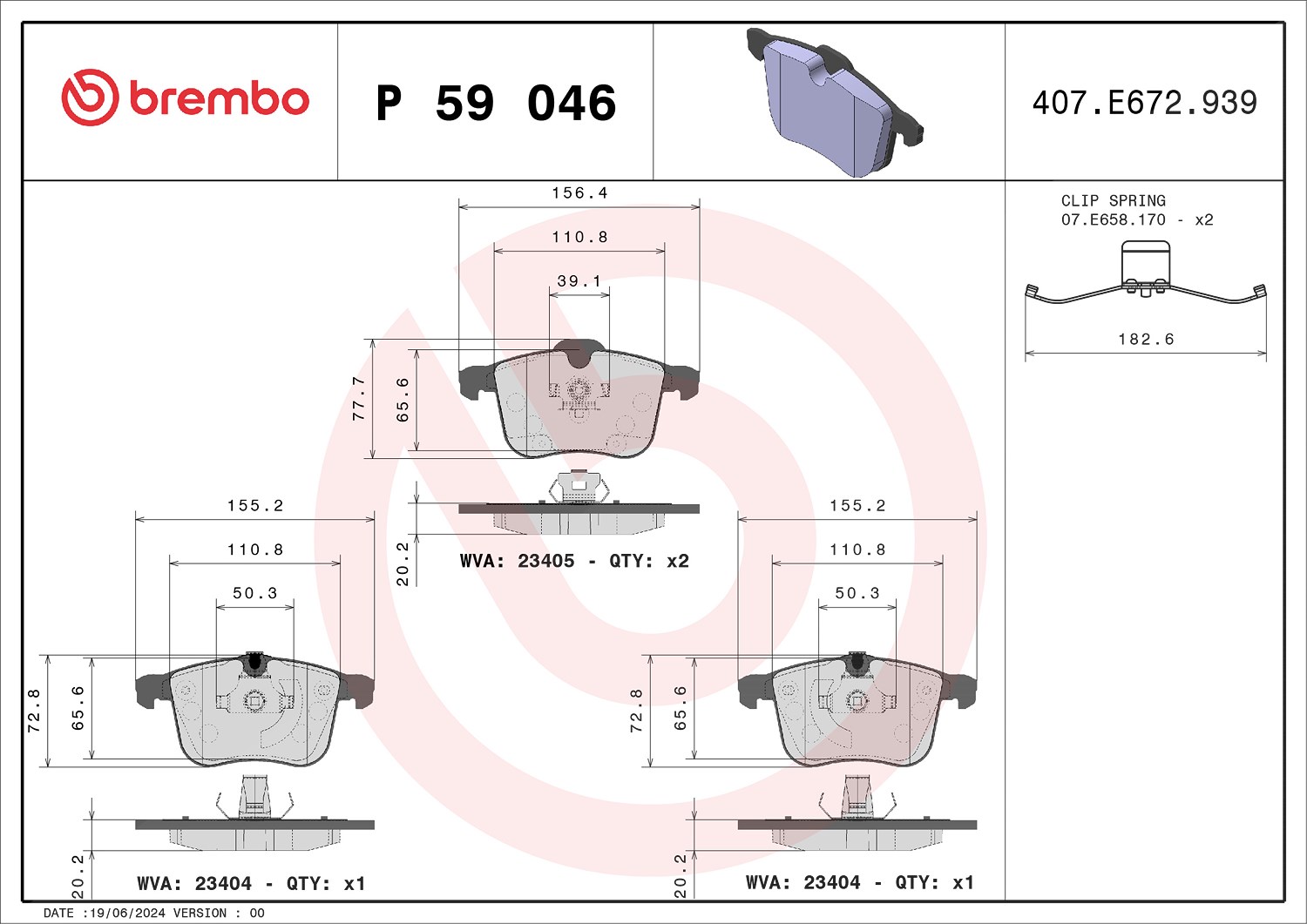Brembo Bremsbelagsatz, Scheibenbremse [Hersteller-Nr. P59046] für Cadillac, Saab, Opel, Vauxhall
