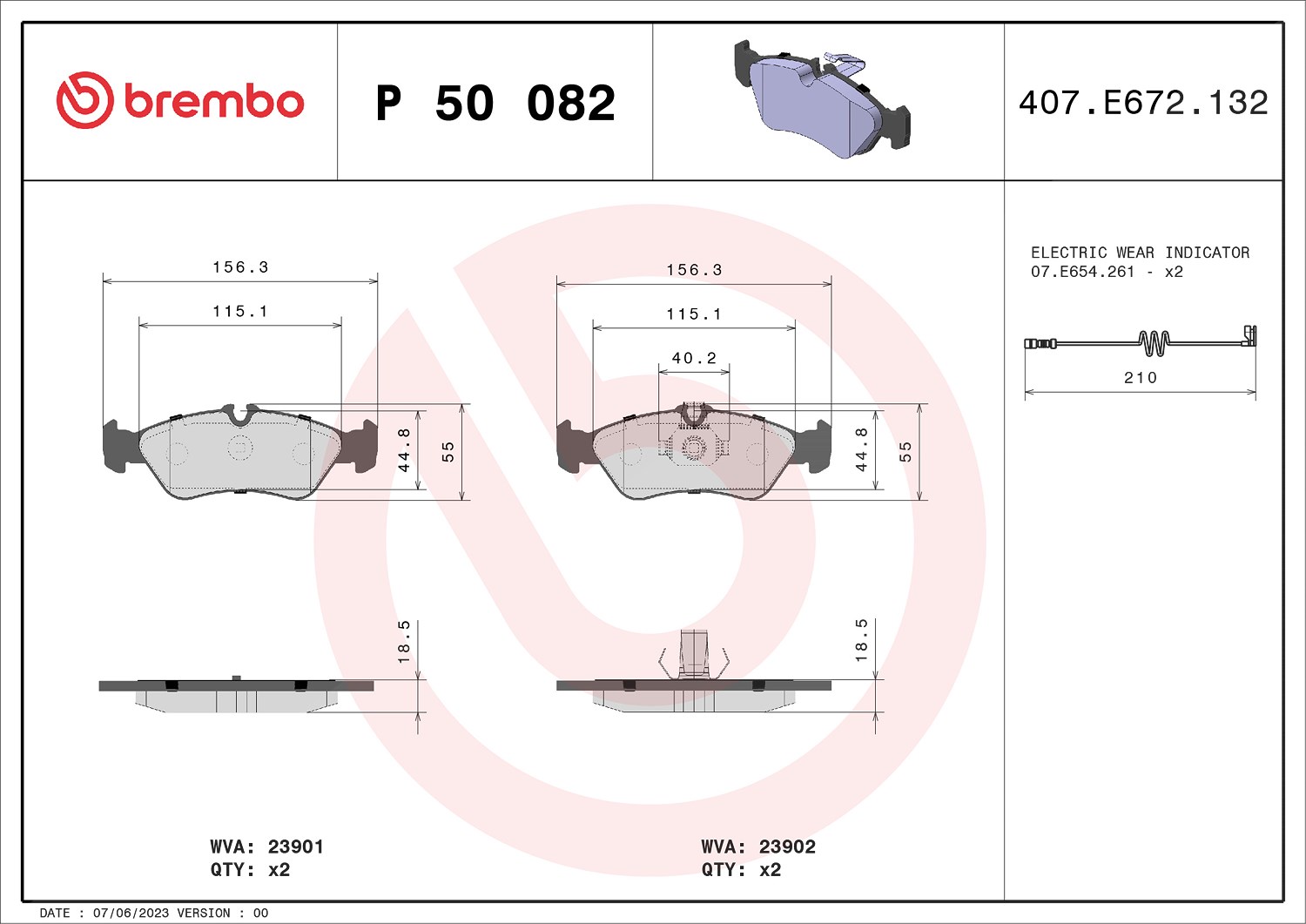 Brembo Bremsbelagsatz, Scheibenbremse [Hersteller-Nr. P50082] für Mercedes-Benz, VW, Puch