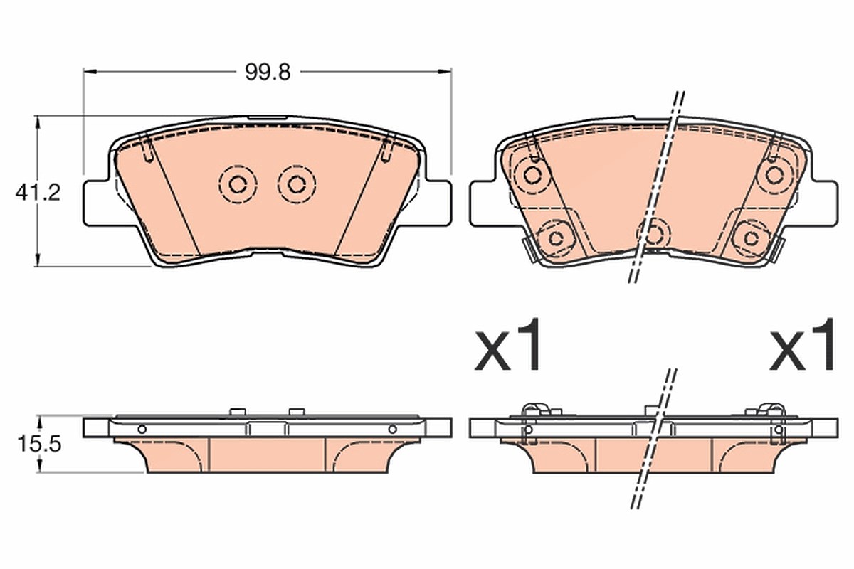 Trw Bremsbeläge hinten (Satz) [Hersteller-Nr. GDB3594] für Hyundai, Ssangyong, Kia