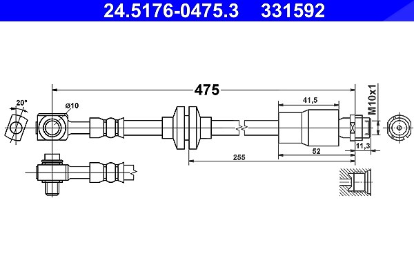Ate Bremsschlauch [Hersteller-Nr. 24.5176-0475.3] für Opel, Chevrolet, Vauxhall