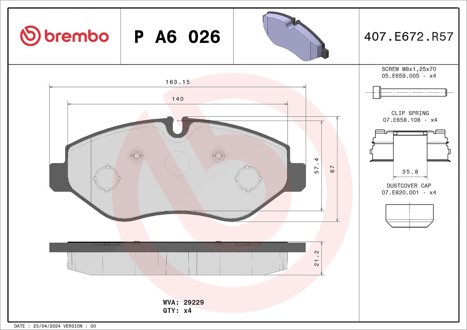 Brembo Bremsbelagsatz, Scheibenbremse [Hersteller-Nr. PA6026] für Iveco