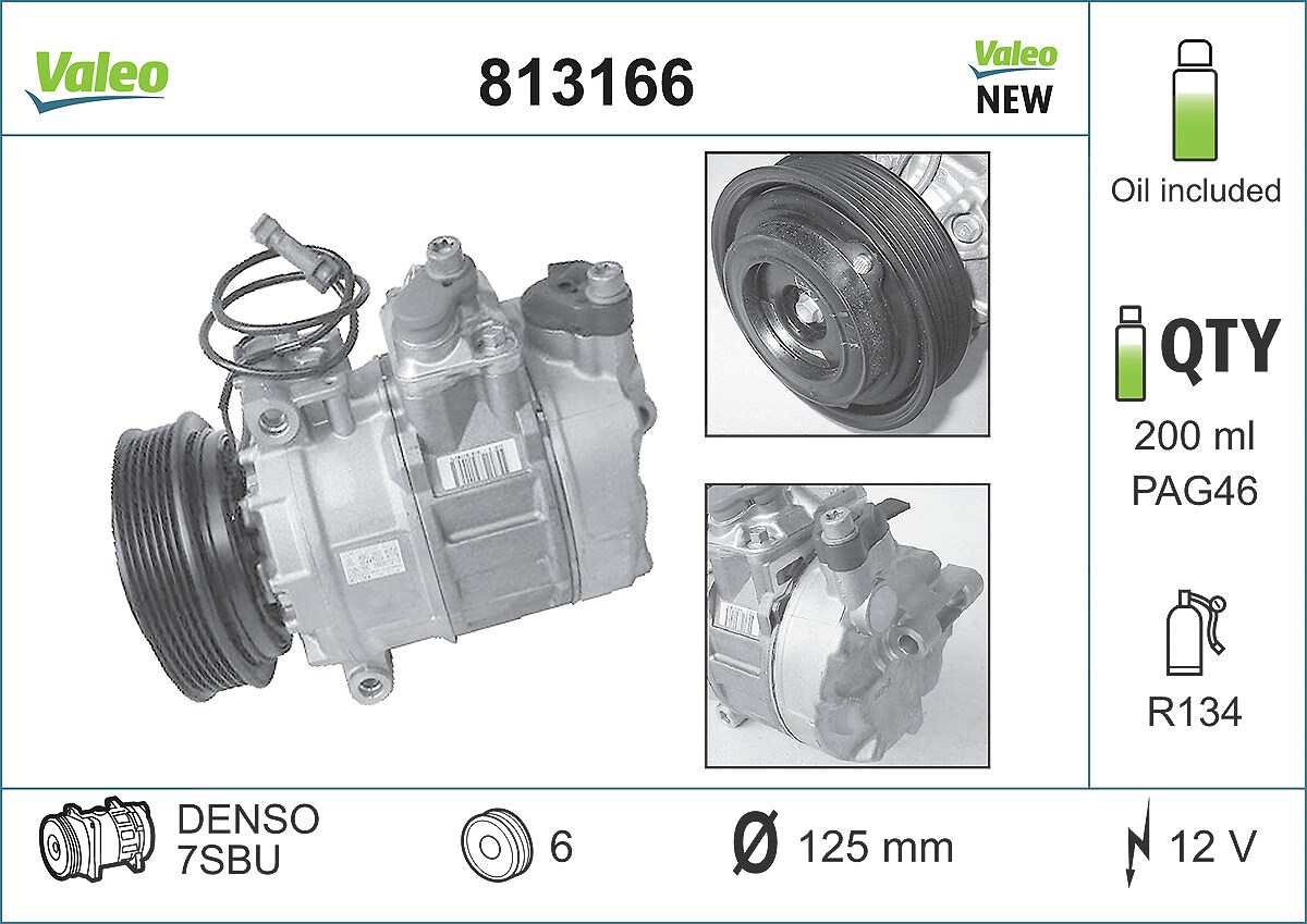 Valeo Kompressor, Klimaanlage [Hersteller-Nr. 813166] für VW, Porsche, Skoda, Audi