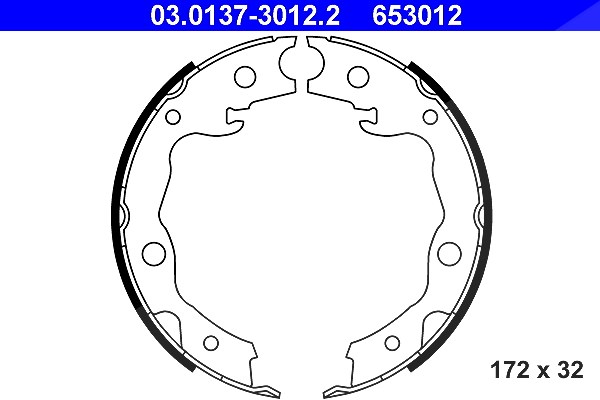 Ate Bremsbackensatz, Feststellbremse [Hersteller-Nr. 03.0137-3012.2] für Toyota, Renault, Nissan, Lexus