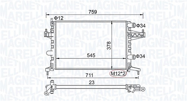 Magneti Marelli Kühler, Motorkühlung [Hersteller-Nr. 350213829000] für Opel, Vauxhall