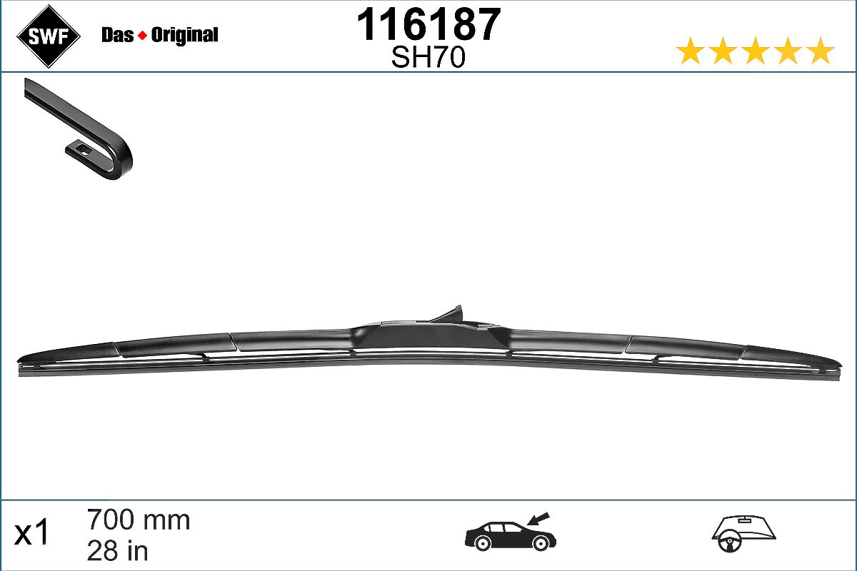 Swf Wischblatt [Hersteller-Nr. 116187] für Peugeot, Mitsubishi, Suzuki, Subaru, Citroën, Toyota