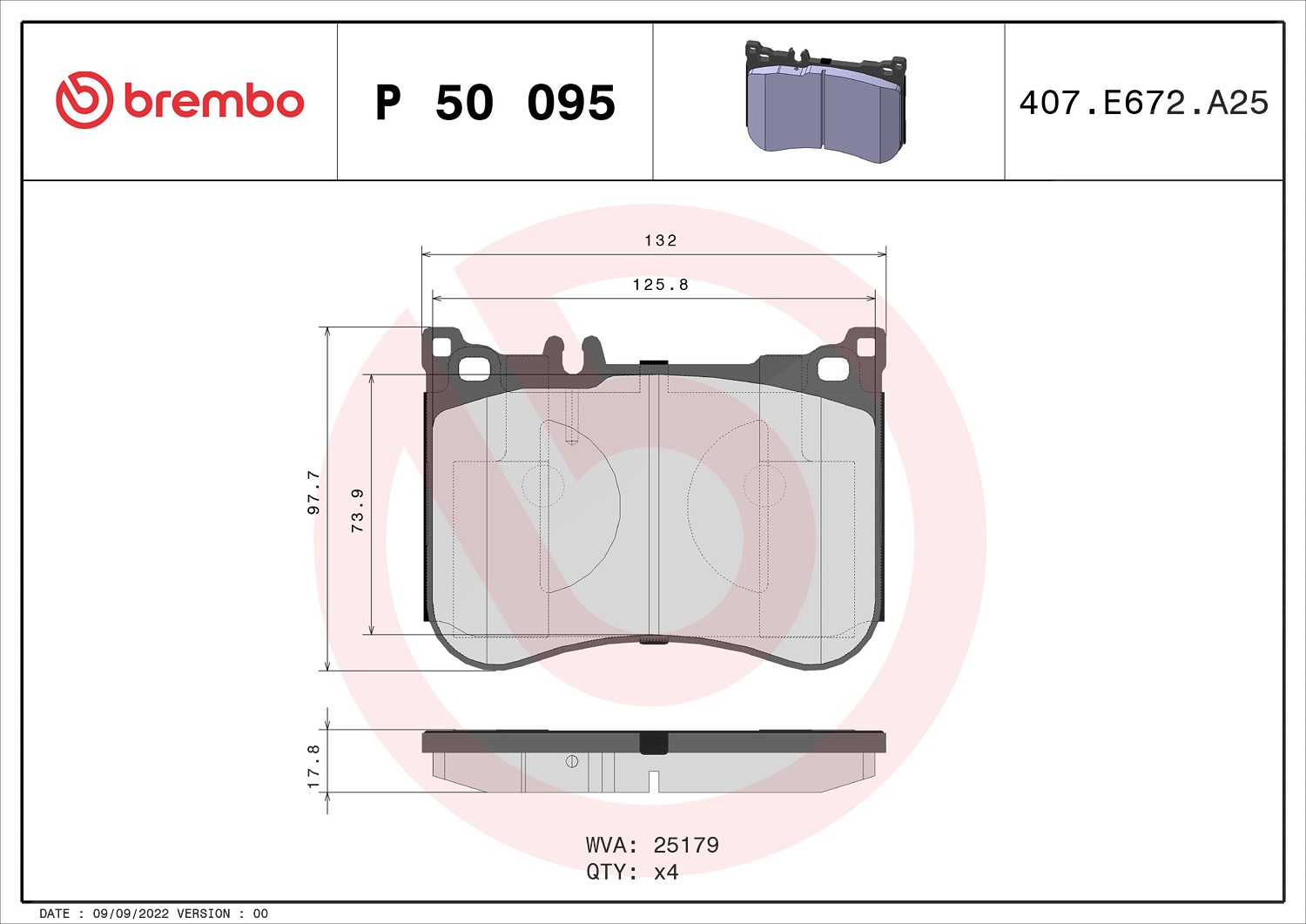 Brembo Bremsbelagsatz, Scheibenbremse [Hersteller-Nr. P50095] für Mercedes-Benz
