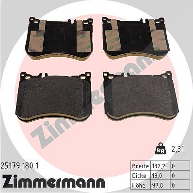 Zimmermann Bremsbelagsatz, Scheibenbremse [Hersteller-Nr. 25179.180.1] für Mercedes-Benz