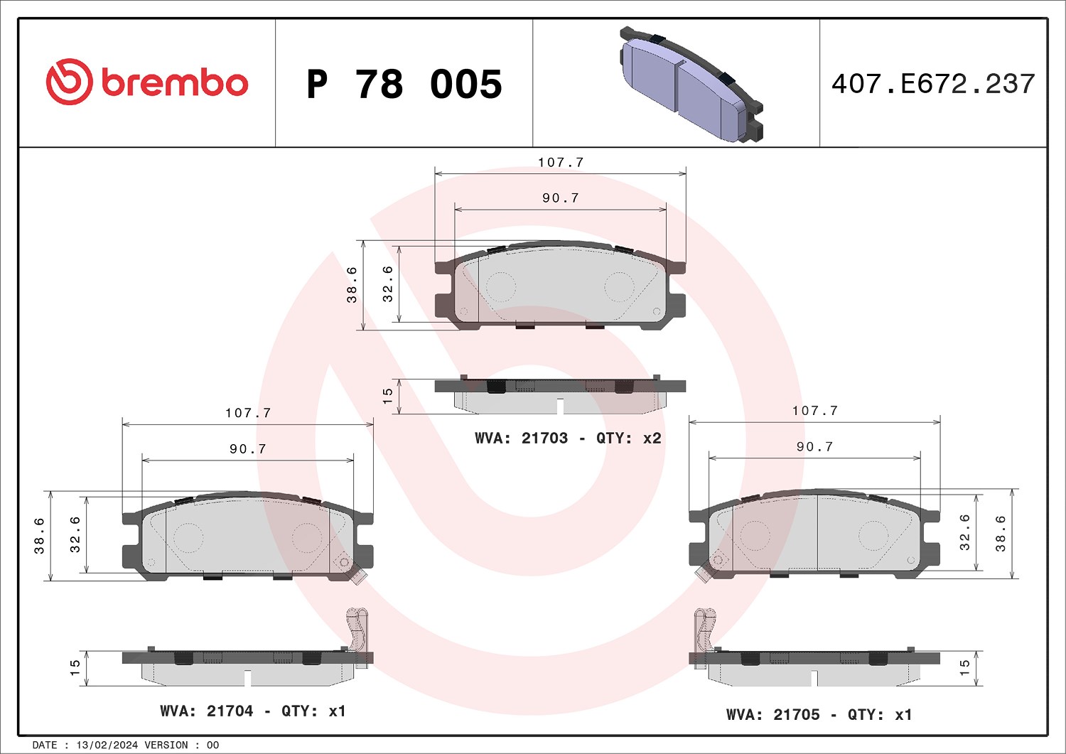 Brembo Bremsbelagsatz, Scheibenbremse P 78 005 Für Nissan Subaru - Bild 4