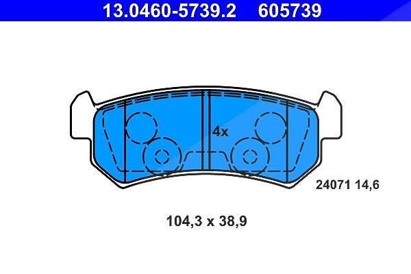 Ate Bremsbeläge hinten (Satz) [Hersteller-Nr. 13.0460-5739.2] für Daewoo, Chevrolet