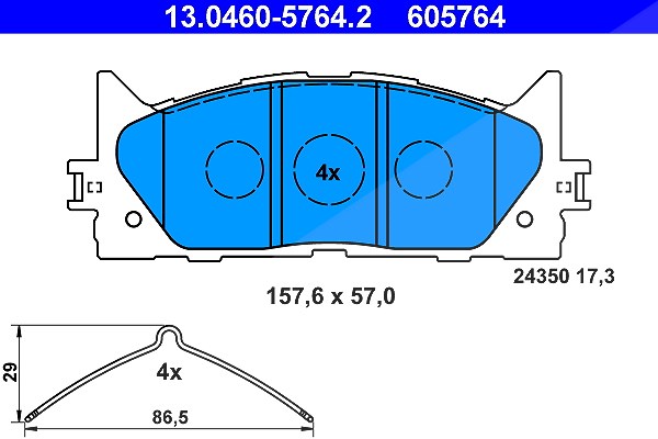 Ate Bremsbelagsatz, Scheibenbremse [Hersteller-Nr. 13.0460-5764.2] für Lexus, Toyota