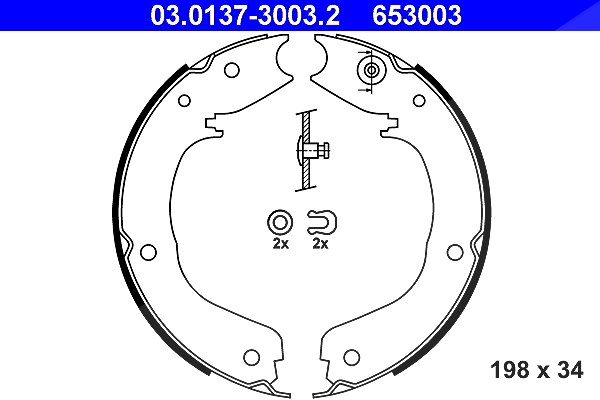 Ate Bremsbackensatz, Feststellbremse [Hersteller-Nr. 03.0137-3003.2] für Mitsubishi