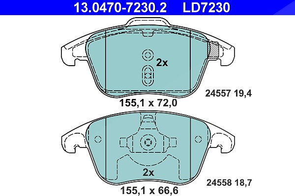 Ate CERAMIC Bremsbelagsatz vorne [Hersteller-Nr. 13.0470-7230.2] für Citroën, Ds, Peugeot