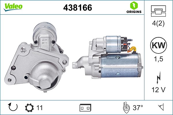Valeo Starter [Hersteller-Nr. 438166] für Peugeot, Suzuki, Ds, Vauxhall, Opel, Toyota, Citroën