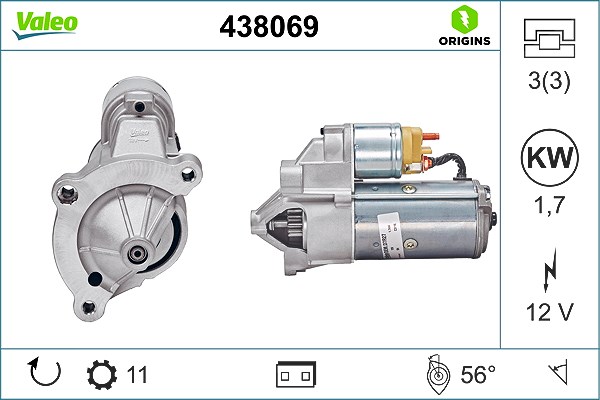 Valeo Starter [Hersteller-Nr. 438069] für Ldv, Peugeot, Citroën, Hyundai, Lancia, Suzuki, Fiat