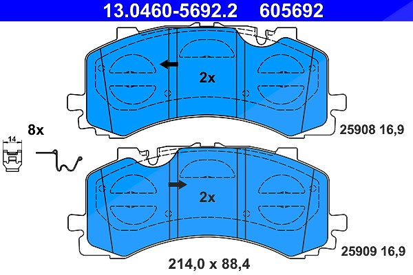 Ate Bremsbelagsatz, Scheibenbremse [Hersteller-Nr. 13.0460-5692.2] für VW, Audi