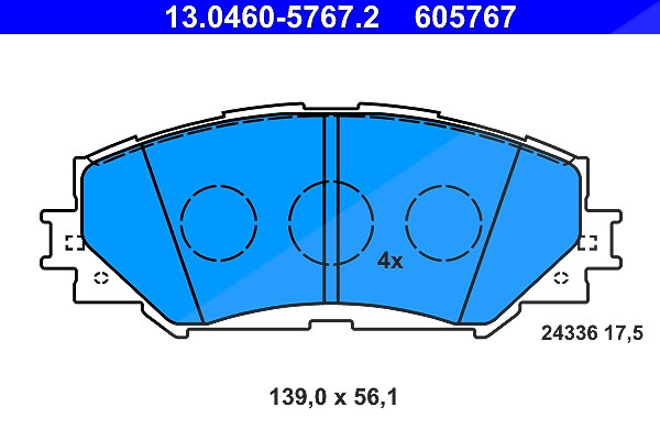 Ate Bremsbelagsatz, Scheibenbremse [Hersteller-Nr. 13.0460-5767.2] für Lexus, Subaru, Toyota