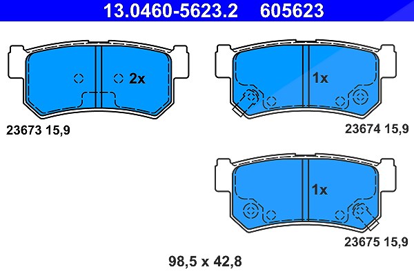 Ate Bremsbelagsatz, Scheibenbremse [Hersteller-Nr. 13.0460-5623.2] für Ssangyong, Daewoo