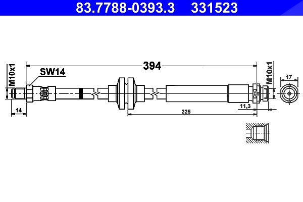 Ate Bremsschlauch [Hersteller-Nr. 83.7788-0393.3] für Volvo