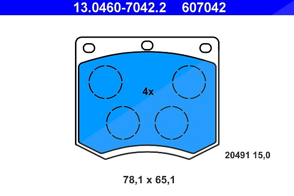 Ate Bremsbelagsatz, Scheibenbremse [Hersteller-Nr. 13.0460-7042.2] für Ford, Hyundai