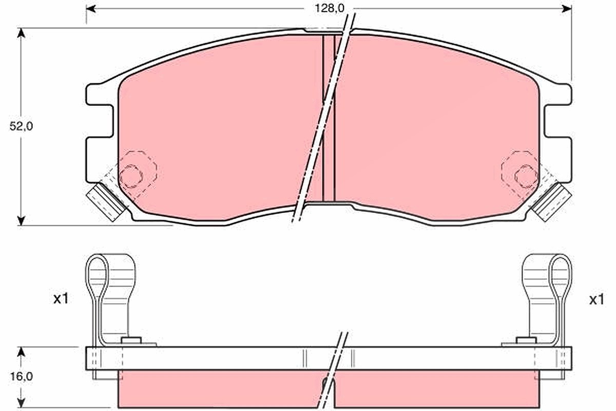 Trw Bremsbelagsatz, Scheibenbremse [Hersteller-Nr. GDB1128] für Proton, Mitsubishi, Hyundai, Chrysler