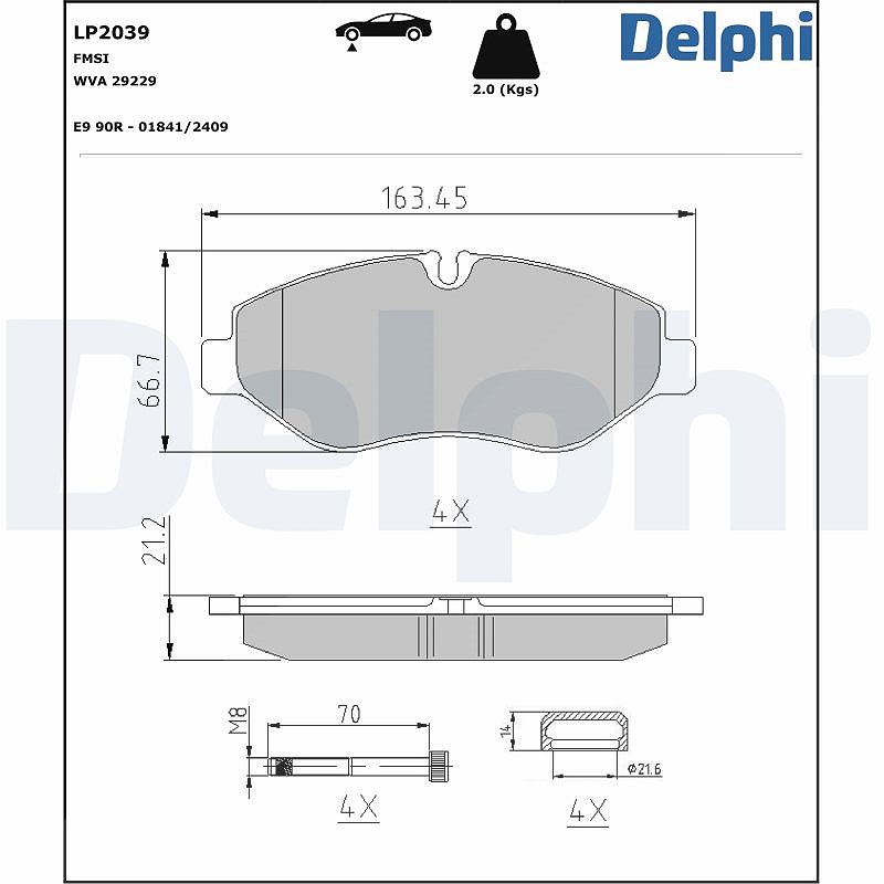 Delphi Bremsbelagsatz, Scheibenbremse [Hersteller-Nr. LP2039] für Iveco