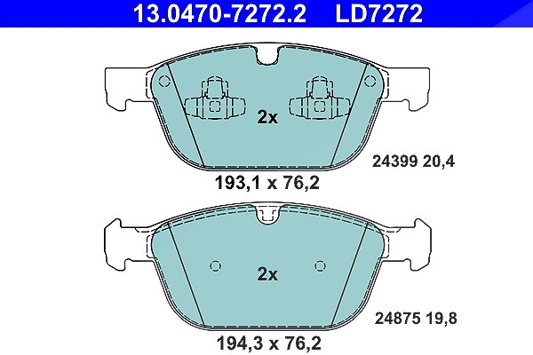 Ate CERAMIC Bremsbelagsatz vorne [Hersteller-Nr. 13.0470-7272.2] für Volvo