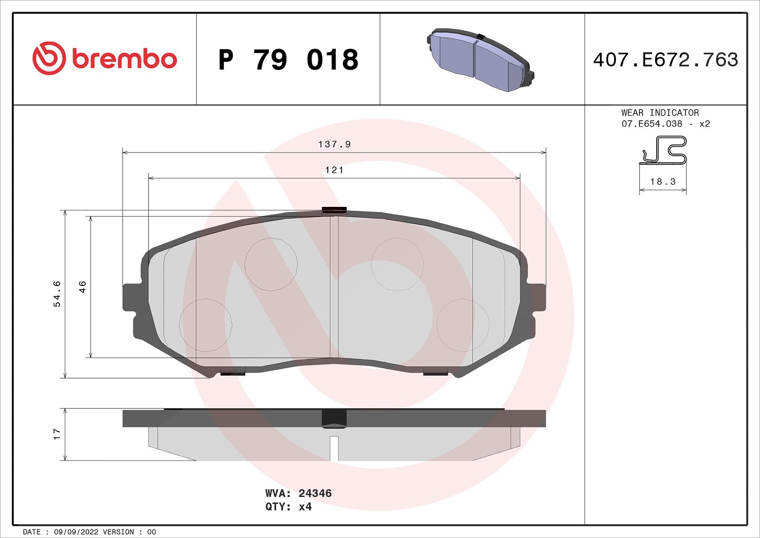 Brembo Bremsbelagsatz, Scheibenbremse [Hersteller-Nr. P79018] für Suzuki