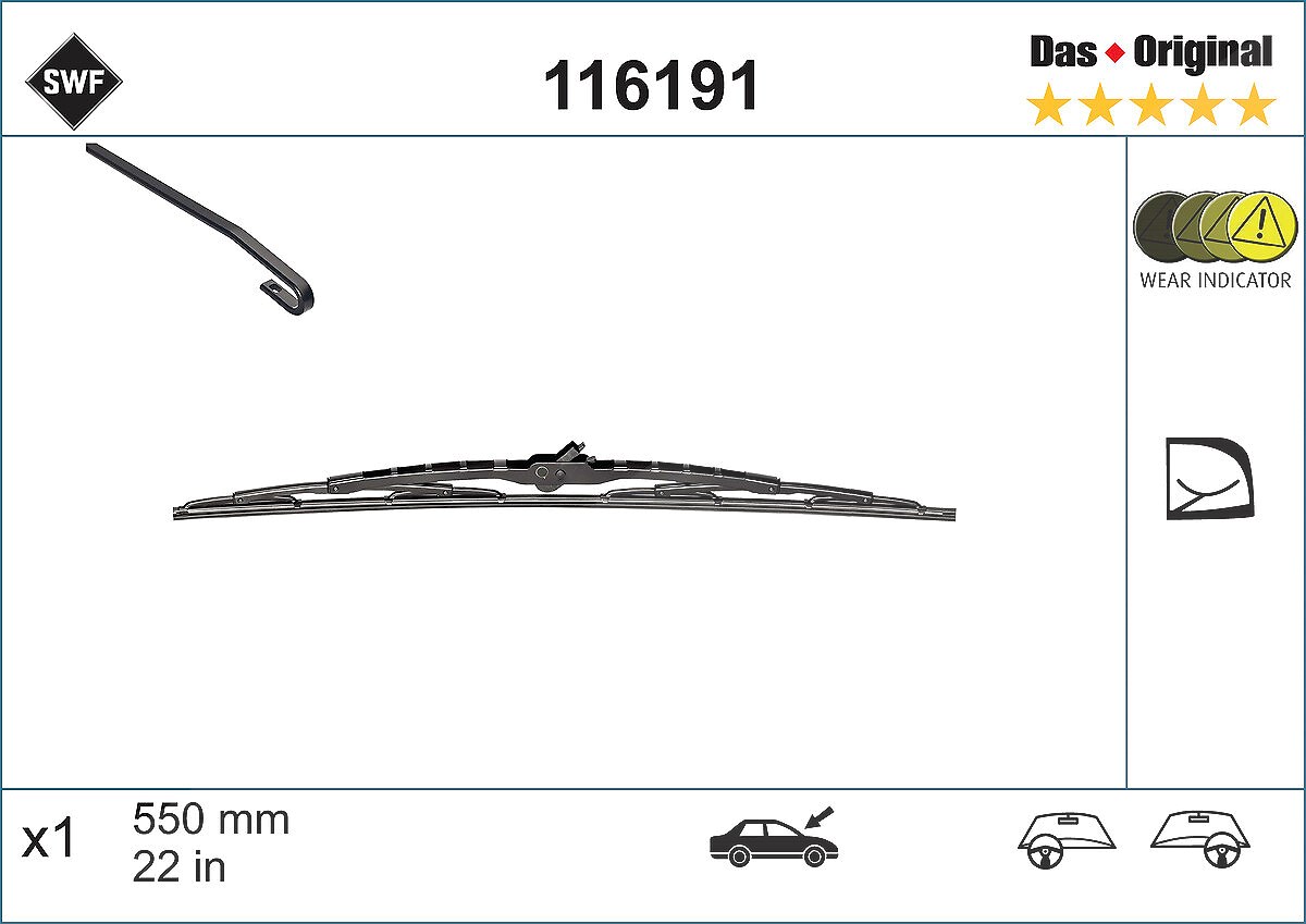 Swf Wischblatt [Hersteller-Nr. 116191] für Volvo, Audi, Porsche, Mercedes-Benz