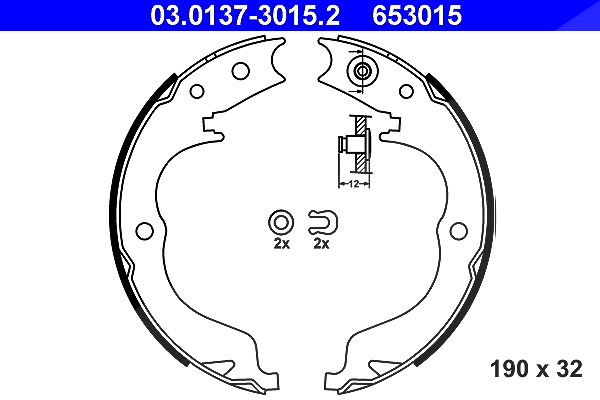 Ate Bremsbackensatz, Feststellbremse [Hersteller-Nr. 03.0137-3015.2] für Citroën, Subaru, Mitsubishi, Peugeot