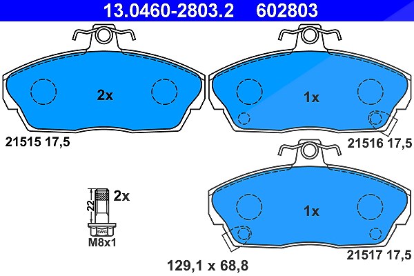 Ate Bremsbelagsatz, Scheibenbremse [Hersteller-Nr. 13.0460-2803.2] für Rover, Mg, Honda