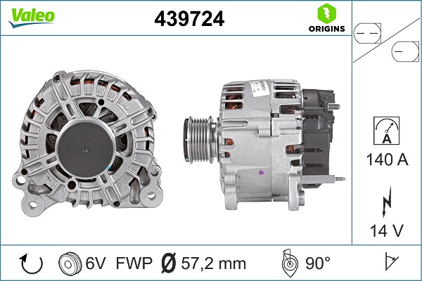 Valeo Generator [Hersteller-Nr. 439724] für Seat, Audi, Skoda, VW