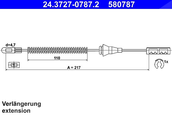 Ate Seilzug, Feststellbremse [Hersteller-Nr. 24.3727-0787.2] für Opel, Vauxhall