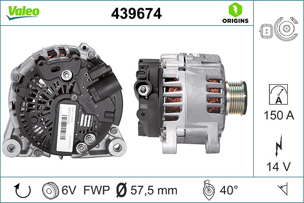 Valeo Generator [Hersteller-Nr. 439674] für Peugeot, Citroën, Lancia, Fiat