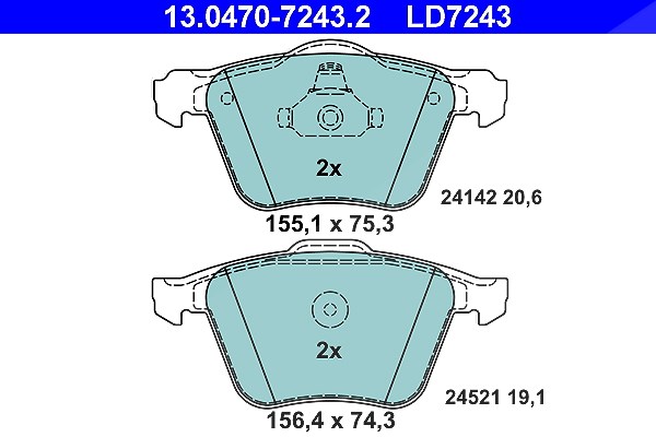 Ate CERAMIC Bremsbelagsatz vorne [Hersteller-Nr. 13.0470-7243.2] für Ford, Volvo