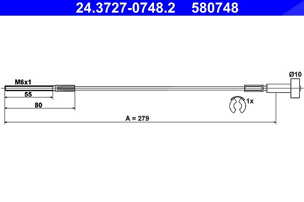 Ate Seilzug, Feststellbremse [Hersteller-Nr. 24.3727-0748.2] für Chevrolet, Opel, Vauxhall