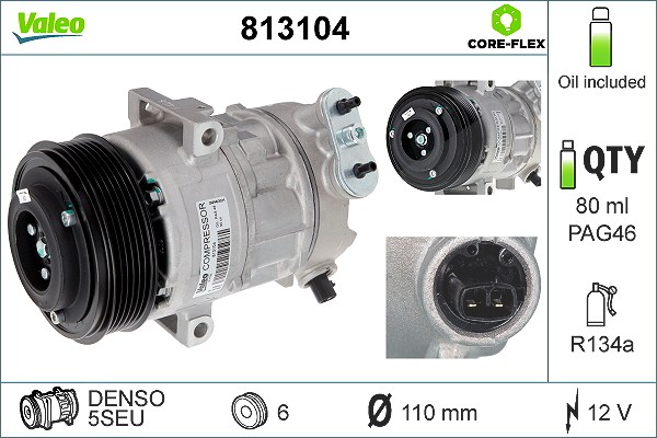 Valeo Kompressor, Klimaanlage [Hersteller-Nr. 813104] für Fiat, Opel, Abarth, Alfa Romeo, Vauxhall