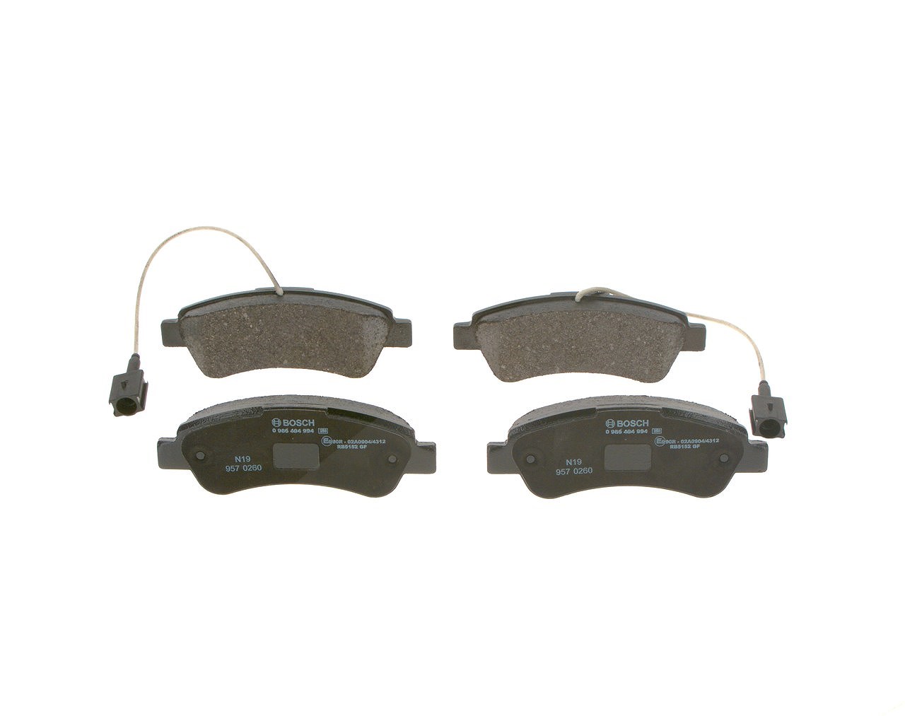 Bosch Bremsbelagsatz, Scheibenbremse [Hersteller-Nr. 0986494994] für Fiat, Vauxhall, Peugeot, Opel, Citroën