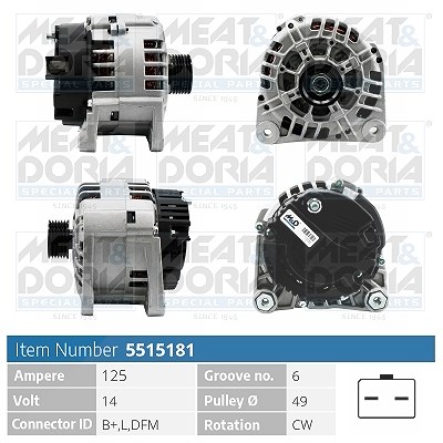 Meat & Doria Generator [Hersteller-Nr. 5515181] für Nissan, Renault, Vauxhall, Opel