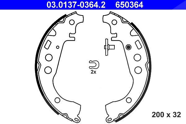 Ate Bremsbackensatz [Hersteller-Nr. 03.0137-0364.2] für Toyota