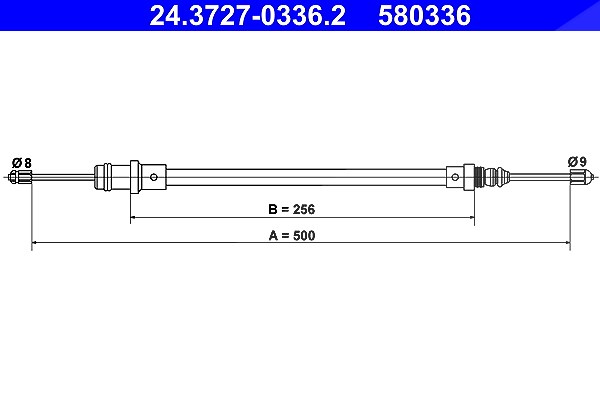 Ate Seilzug, Feststellbremse [Hersteller-Nr. 24.3727-0336.2] für Fiat, Lancia, Citroën, Peugeot