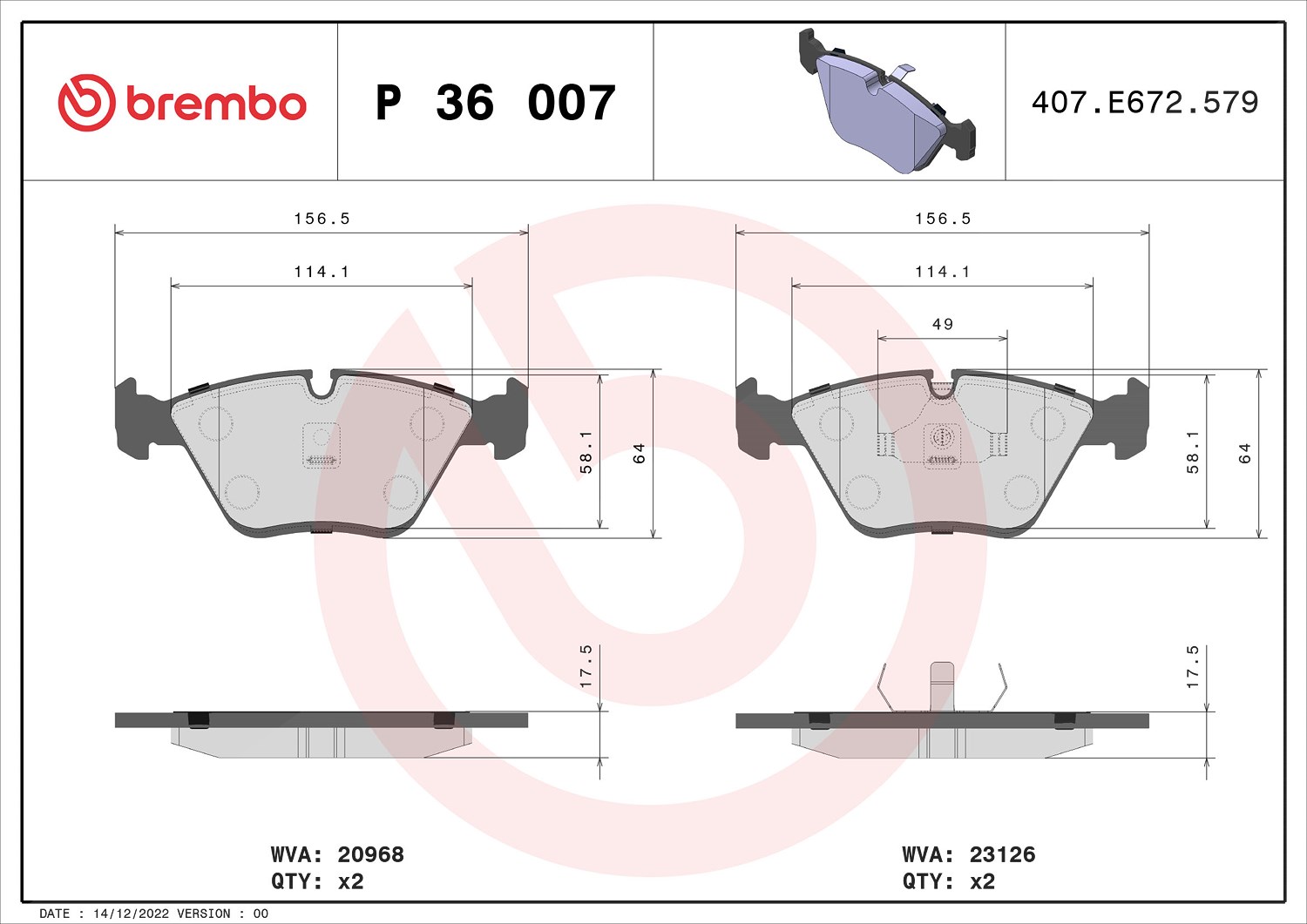 Brembo Bremsbelagsatz, Scheibenbremse [Hersteller-Nr. P36007] für Jaguar, Daimler