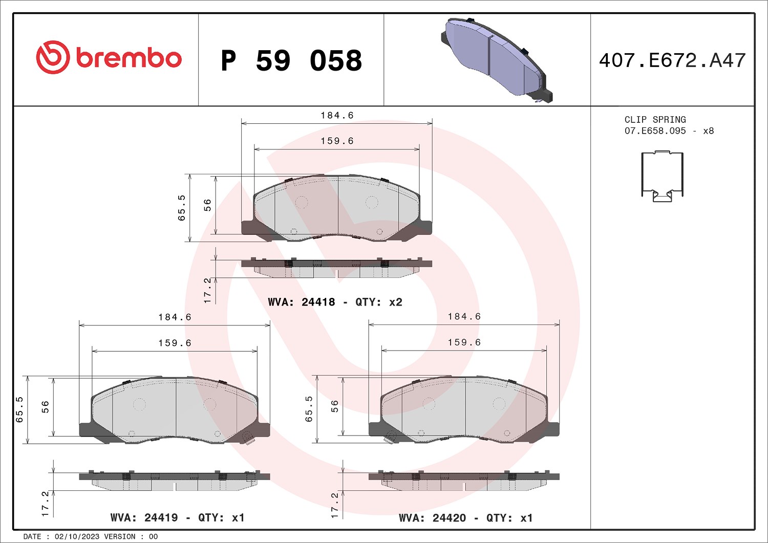 Brembo Bremsbeläge vorne (Satz) [Hersteller-Nr. P59058] für Bentley, Vauxhall, Saab, Opel